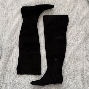 Cole Haan Black Over-the-Knee Black Suede Flat Boots 8